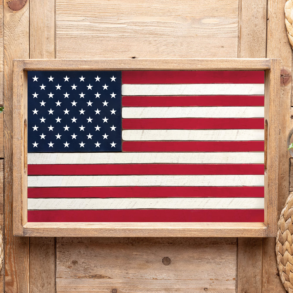 50 Stars Flag Wooden Serving Tray